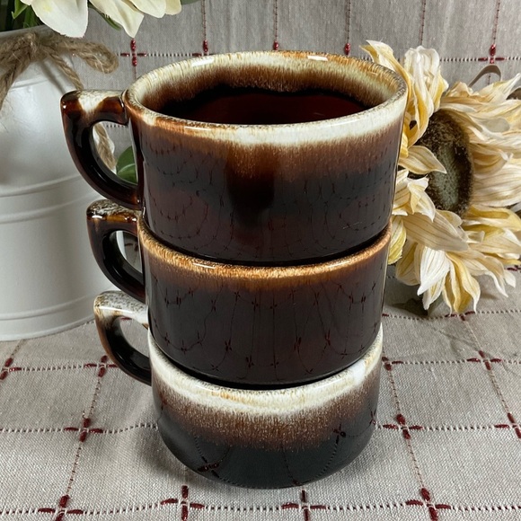 Vintage Pfaltzgraff Gourmet Brown Drip Flat Mugs - Picture 6 of 7